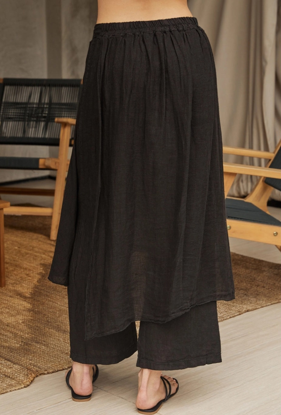 Bohemian linen overlay pant black